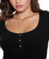 WOMEN'S Karlee Jewel-Button Ribbed Henley Top