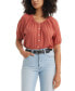 Women's Leanne Button-Front Puff-Sleeve Top