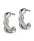 ფოტო #2 პროდუქტის Stainless Steel Polished Crystals Hoop Earrings