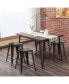 Copper Set of 4 Metal Wood Counter Stool Kitchen Bar Chairs