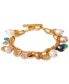 ფოტო #1 პროდუქტის Gold-Tone Multicolor Crystal & Imitation Pearl Charm Bracelet