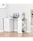 Фото #2 товара 47" Modern Home Office Computer Desk Bookcase Combo Writing Table Workstation with 3 Drawer and Storage Shelf - White