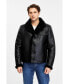 ფოტო #2 პროდუქტის Men's Black Leather Jacket, Wool