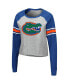 Women's Heathered Gray and Royal Florida Gators Decoder Pin Raglan Long Sleeve T-shirt