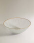 Raised glass salad bowl with gold rim