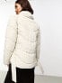 Vero Moda funnel neck padded jacket with belt in cream