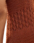 Фото #2 товара ASOS DESIGN knitted metallic midi dress with stitch detail in rust