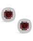 ფოტო #2 პროდუქტის Garnet (2-3/8 ct. t.w.) and Diamond (3/8 ct. t.w.) Halo Stud Earrings in 14K White Gold