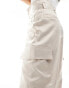 River Island Petite satin paperbag waist trousers in champagne