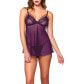 Wild Berry Lace and Mesh Soft Cup Babydoll 2pc Lingerie Set