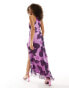 ASOS DESIGN high neck embellished midaxi dress in purple abstract print