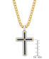 ფოტო #2 პროდუქტის Men's 18K Gold Plated Tri-Tone Cross Pendant Necklace, 24"