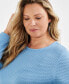 Фото #3 товара Plus Size Cotton Textured Curved-Hem Sweater, Created for Macy's