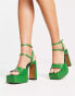 ASOS DESIGN Neddy premium leather platform heeled sandals in green