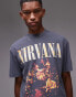 Topman oversized fit t-shirt with Nirvana unplugged print in washed black