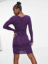 JDY exclusive round neck ruched mini dress in deep purple