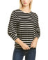 Vince Camuto Puff Shoulder Knit Stripe Top Women's Black Xxs