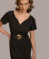 Petite V-Neck Belted Short-Sleeve Dress