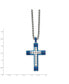 ფოტო #2 პროდუქტის Polished Blue IP-plated Cross Pendant on a Box Chain Necklace