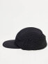 ASOS DESIGN 5 panel ear flap cap with borg lining in black