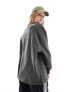 COLLUSION oversized v-neck sweat shirt in charcoal