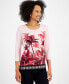 ფოტო #1 პროდუქტის Petite Oasis 3/4-Sleeve Scoop-Neck Top, Created for Macy's