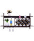 Wall Mount Wine Rack with Glass Holder and Storage Shelf