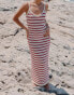 Фото #3 товара 4th & Reckless x Luana Barron brittany knit maxi stripe beach dress in cherry red