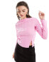 Фото #1 товара & Other Stories plisse top with split detail in pink exclusive to ASOS