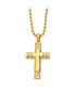 Yellow IP-plated CZ Cross Pendant Ball Chain Necklace