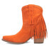 Dingo Fandango Fringe Snip Toe Cowboy Booties Womens Orange Casual Boots DI187-8