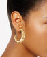 Gold-Tone Open C Textured Hoop Earrings