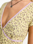 Motel bow detail floral print mini dress in yellow