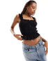 Фото #1 товара Cotton On prairie ruched black frill top