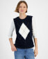 Фото #1 товара Women's Fuzzy Argyle Sweater Vest