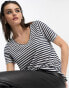 Фото #4 товара Object V-neck t-shirt in navy and white stripe