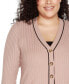 ფოტო #3 პროდუქტის Plus Size Tipped Textured-Stich Cardigan Sweater