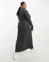 Фото #6 товара ASOS DESIGN Curve waffle twist front midi dress with long sleeve in dark grey