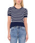 Фото #1 товара Women's Cotton Short-Sleeve Striped Crewneck Sweater