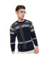 Men's Blue & Grey Heathered Contrast Panel Pullover Sweater