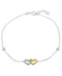 ფოტო #1 პროდუქტის Cubic Zirconia Pavé Interlocking Hearts Ankle Bracelet in Sterling Silver or Two Tone Sterling Silver & 18K Gold-Plated Sterling Silver