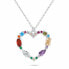 Фото #1 товара Beautiful silver heart necklace with colored zircons NCL178W