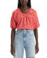 ფოტო #1 პროდუქტის Women's Leanne Button-Front Puff-Sleeve Top