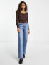 Фото #7 товара Hollister lace trim sweetheart neckline long sleeve top in brown