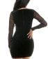 Juniors' Embellished-Sleeve Velvet Bodycon Dress