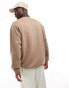 ASOS DESIGN oversized half zip sweatshirt with contrast collar in brown