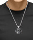 EFFY® Men's Black Sapphire (7/8 ct. t.w.) & Ruby (1/20 ct. t.w.) Dragon Disc 22" Pendant Necklace in Sterling Silver