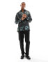 ASOS DESIGN relaxed satin shirt in panther animal print