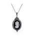 Фото #1 товара Bling Jewelry estate Style Black Mother of Pearl Shell White Carved Victorian Lady Portrait Cameo Pendant Necklace For Women Marcasite Frame Oxidized .925 Sterling Silver