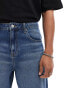 Фото #2 товара ASOS DESIGN standard length denim jorts with raw hem in mid wash blue